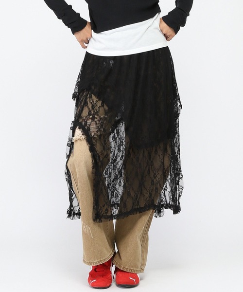 3.3 Field Trip （3.3フィールドトリップ）の「3.3 Field Trip／レースイレヘムレスカート（スカート・レディース・ブラック/アイボリー・FREE）」の21枚目の写真