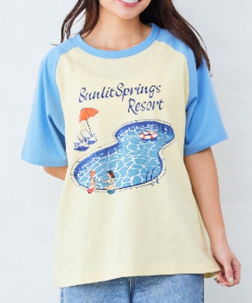 Fluffy BROTHERS（フラッフィーブラザーズ）の「ラグランTシャツ（大人サイズ）（Tシャツ/カットソー・レディース・イエロー/オフホワイト・M/L/XL）」の2枚目の写真