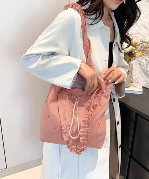 Miniministore(ミニミニストア)の「ギャザートートバッグ 巾着型トート大容量(トートバッグ・レディース・ピンク/グレー/ブラック/アイボリー・FREE)」の4枚目の写真