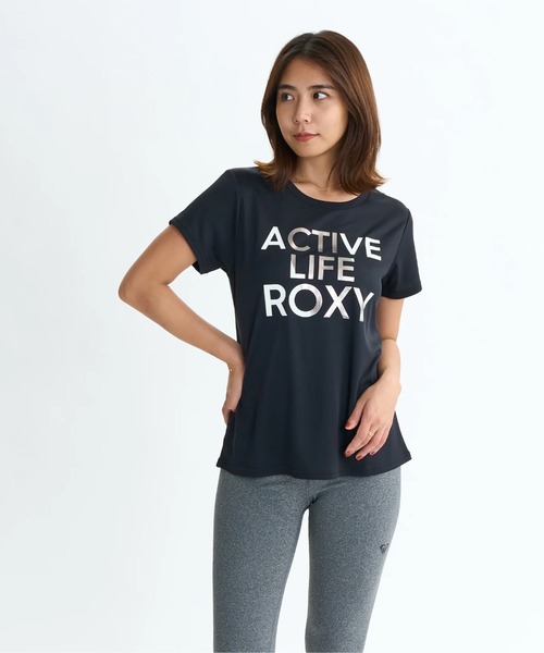 ROXY(ロキシー)の「ACTIVE LIFE TEE/ロキシー水陸両用速乾UVケアフロントプリント半袖Tシャツ(水着)(Tシャツ/カットソー・レディース・ブラック/ミント/グレー/ホワイト・LARGE/MEDIUM/SMALL)」の1枚目の写真