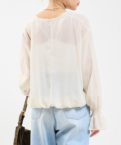 SOFFITTO（ソフィット）の「深Vネックブラウス（シャツ/ブラウス・レディース・ブラック/オフホワイト・FREE）」の18枚目の写真