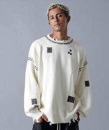 DANKE SCHON(_PVF[)DankeSchon/_PVF[/HAND STITCH KNIT CREWNECK(jbg/Z[^[)