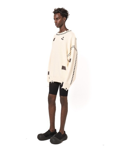 DANKE SCHON（ダンケシェーン）の「DankeSchon/ダンケシェーン/HAND STITCH KNIT CREWNECK（ニット/セーター・メンズ・ブラック/ホワイト・S/L/M）」の16枚目の写真