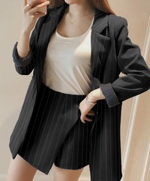 PRIVATE  BEACH（プライベートビーチ）の「2点セットアップ ストライプ柄テーラードジャケット＆スカパン（セットアップ）」