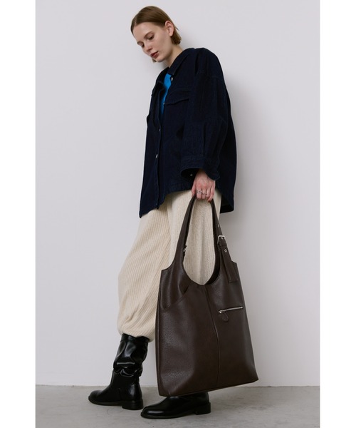 シボ革ベルトハンドルトート / A4サイズ、PC（14inch）収納可能