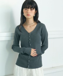 ELLEgirl | メタル釦Vネックリブカーディガン(カーディガン/ボレロ)