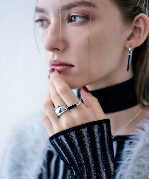 HARE（ハレ）の「ブラックストーンモチーフセットリング(HARE)（リング・レディース・シルバー・FREE）」の5枚目の写真