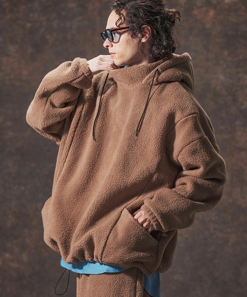 Jih Nunc（ジーヌンク）の「mpa3889-ワイドシルエットボアプルパーカー(JIH-R1138)（パーカー・メンズ・グレー/ブラック/ベージュ・L/M/S）」の6枚目の写真
