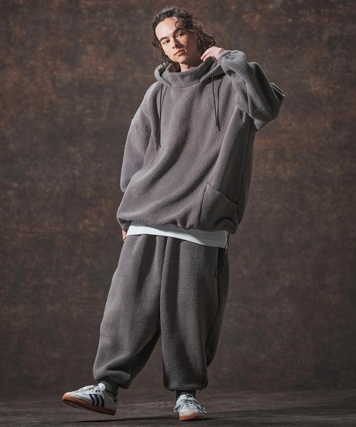 Jih Nunc（ジーヌンク）の「mpa3889-ワイドシルエットボアプルパーカー(JIH-R1138)（パーカー・メンズ・グレー/ブラック/ベージュ・L/M/S）」の15枚目の写真
