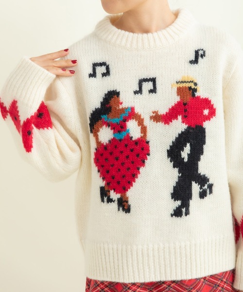 CHILD WOMAN(チャイルドウーマン)の「3/1Wool ダンシングインターシャプルオーバー(ニット/セーター・レディース・アイボリー/ネイビー・FREE)」の21枚目の写真