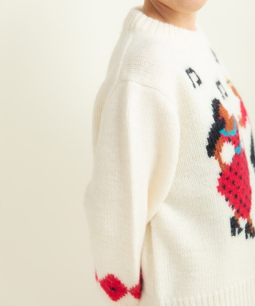 CHILD WOMAN(チャイルドウーマン)の「3/1Wool ダンシングインターシャプルオーバー(ニット/セーター・レディース・アイボリー/ネイビー・FREE)」の22枚目の写真