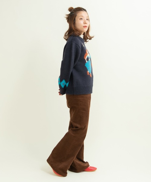 CHILD WOMAN(チャイルドウーマン)の「3/1Wool ダンシングインターシャプルオーバー(ニット/セーター・レディース・アイボリー/ネイビー・FREE)」の13枚目の写真