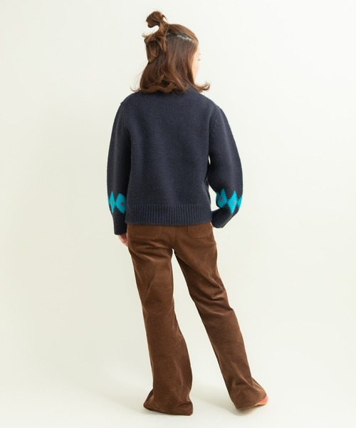 CHILD WOMAN(チャイルドウーマン)の「3/1Wool ダンシングインターシャプルオーバー(ニット/セーター・レディース・アイボリー/ネイビー・FREE)」の14枚目の写真