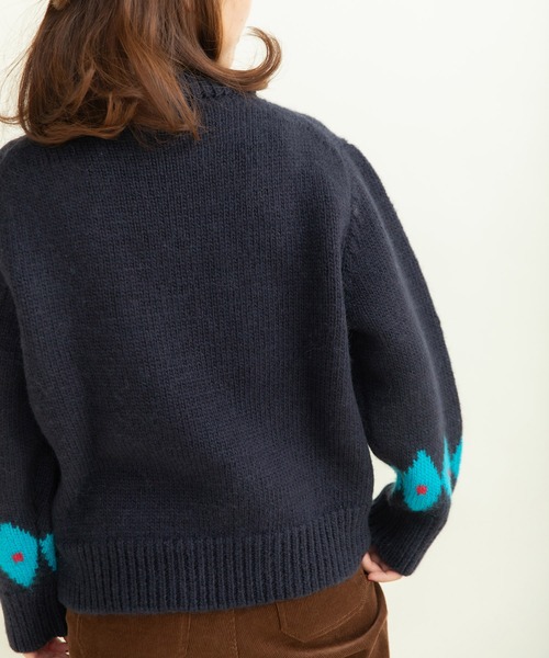 CHILD WOMAN(チャイルドウーマン)の「3/1Wool ダンシングインターシャプルオーバー(ニット/セーター・レディース・アイボリー/ネイビー・FREE)」の10枚目の写真