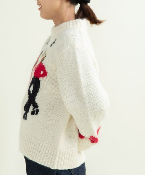 CHILD WOMAN(チャイルドウーマン)の「3/1Wool ダンシングインターシャプルオーバー(ニット/セーター・レディース・アイボリー/ネイビー・FREE)」の16枚目の写真