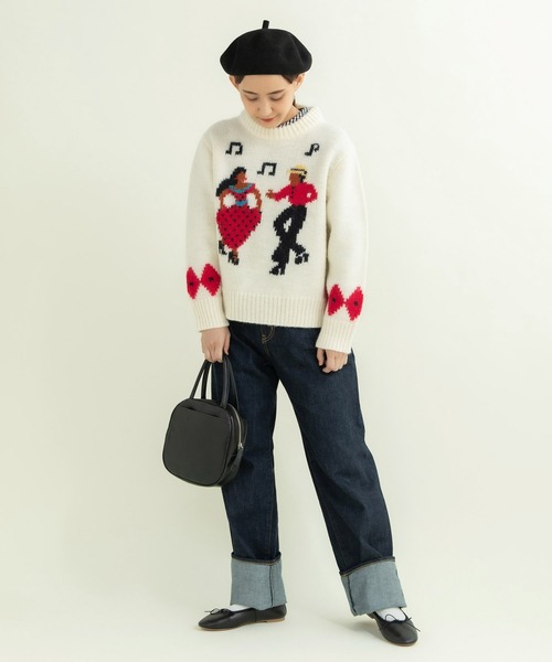 CHILD WOMAN(チャイルドウーマン)の「3/1Wool ダンシングインターシャプルオーバー(ニット/セーター・レディース・アイボリー/ネイビー・FREE)」の18枚目の写真