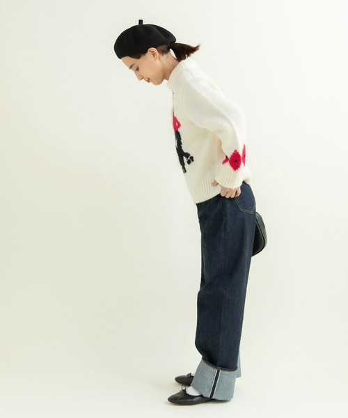 CHILD WOMAN(チャイルドウーマン)の「3/1Wool ダンシングインターシャプルオーバー(ニット/セーター・レディース・アイボリー/ネイビー・FREE)」の19枚目の写真