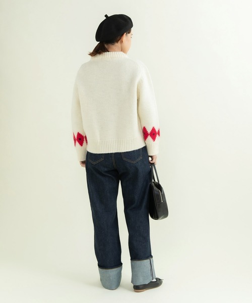 CHILD WOMAN(チャイルドウーマン)の「3/1Wool ダンシングインターシャプルオーバー(ニット/セーター・レディース・アイボリー/ネイビー・FREE)」の20枚目の写真