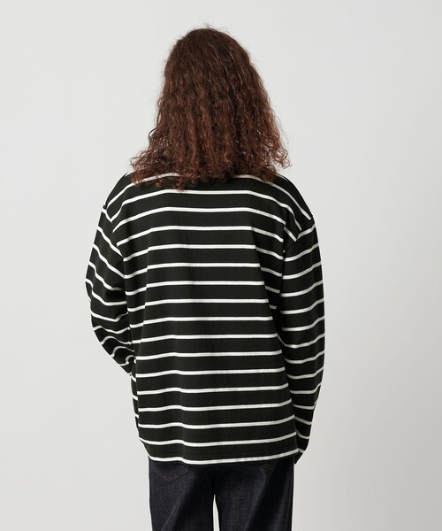 MONKEY TIME(モンキータイム)の「ディストレスト ボーダー ロングスリーブ Tシャツ(Tシャツ/カットソー・メンズ・ダークグリーン/ブラック・S/M/L/XL)」の7枚目の写真