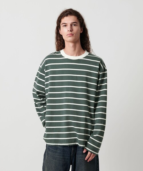 セール】ディストレスト ボーダー ロングスリーブ Tシャツ（T