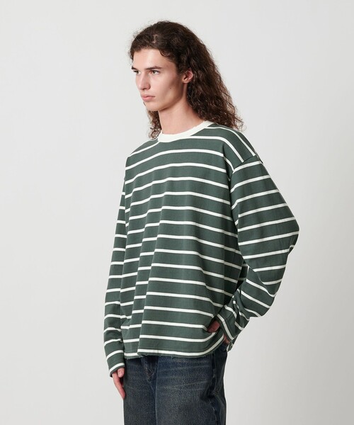 MONKEY TIME(モンキータイム)の「ディストレスト ボーダー ロングスリーブ Tシャツ(Tシャツ/カットソー・メンズ・ダークグリーン/ブラック・S/M/L/XL)」の18枚目の写真