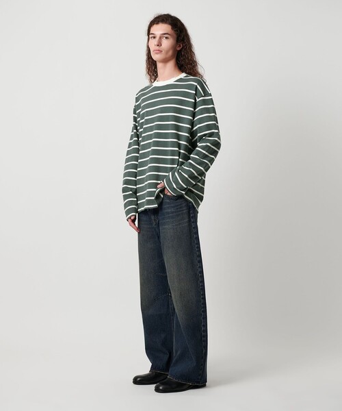 MONKEY TIME(モンキータイム)の「ディストレスト ボーダー ロングスリーブ Tシャツ(Tシャツ/カットソー・メンズ・ダークグリーン/ブラック・S/M/L/XL)」の21枚目の写真