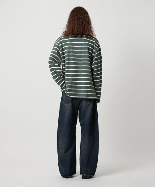 MONKEY TIME(モンキータイム)の「ディストレスト ボーダー ロングスリーブ Tシャツ(Tシャツ/カットソー・メンズ・ダークグリーン/ブラック・S/M/L/XL)」の22枚目の写真