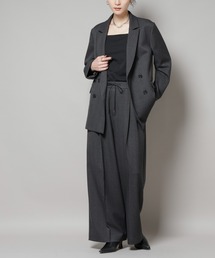 NANO universe（ナノユニバース）の「ストレッチサージチェックピンタックイージーワイドパンツ(セットアップ可)（その他パンツ）」