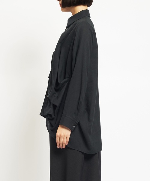 gomme（ゴム）の「C/Wビエラ　ドレープブラウス（シャツ/ブラウス・レディース・ブラック/ホワイト・MEDIUM）」の5枚目の写真