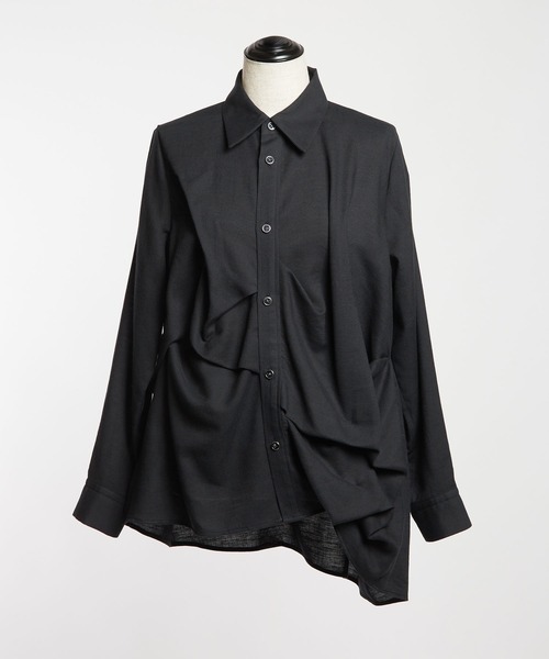 gomme（ゴム）の「C/Wビエラ　ドレープブラウス（シャツ/ブラウス・レディース・ブラック/ホワイト・MEDIUM）」の7枚目の写真