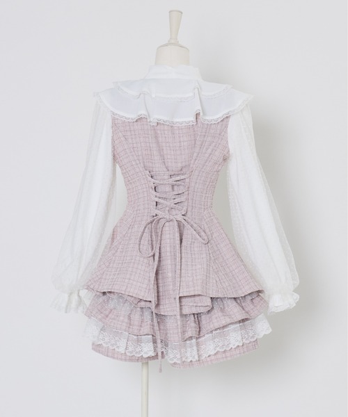 mellfy memory(メルフィーメモリー)の「Fairy Whip Millefeuille セットアップ(ワンピース・レディース・ホワイト/ピンク・FREE)」の5枚目の写真