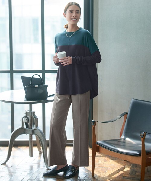ICB(アイシービー)の「T/Wブロード ワイドストレートパンツ(その他パンツ・レディース・グレー系/黄土色系/ライトグレー系・0/2/4/6)」の15枚目の写真