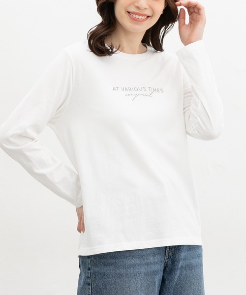 Honeys(ハニーズ)の「プリントTシャツ(Tシャツ/カットソー・レディース・オフホワイト/ブラック/モカ/パープル/オートミール・M/LL/L/S)」の2枚目の写真