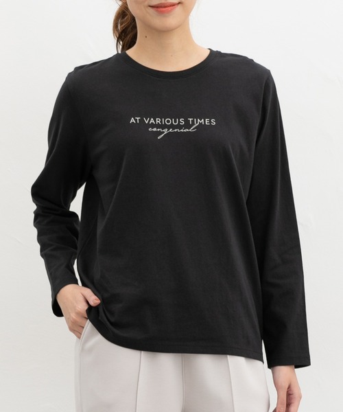 Honeys(ハニーズ)の「プリントTシャツ(Tシャツ/カットソー・レディース・オフホワイト/ブラック/モカ/パープル/オートミール・M/LL/L/S)」の3枚目の写真
