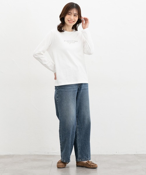 Honeys(ハニーズ)の「プリントTシャツ(Tシャツ/カットソー・レディース・オフホワイト/ブラック/モカ/パープル/オートミール・M/LL/L/S)」の12枚目の写真