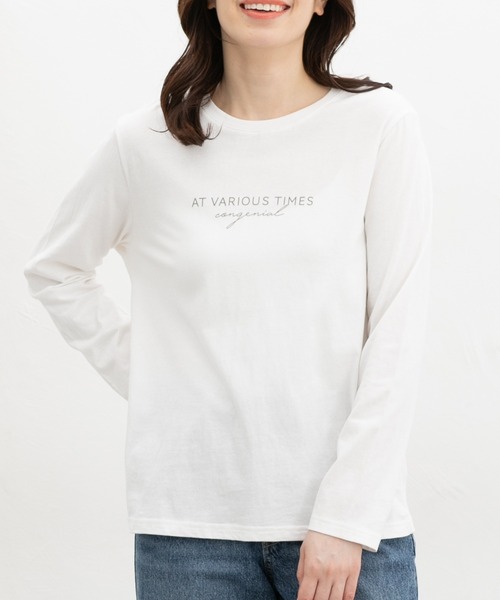 Honeys(ハニーズ)の「プリントTシャツ(Tシャツ/カットソー・レディース・オフホワイト/ブラック/モカ/パープル/オートミール・M/LL/L/S)」の13枚目の写真