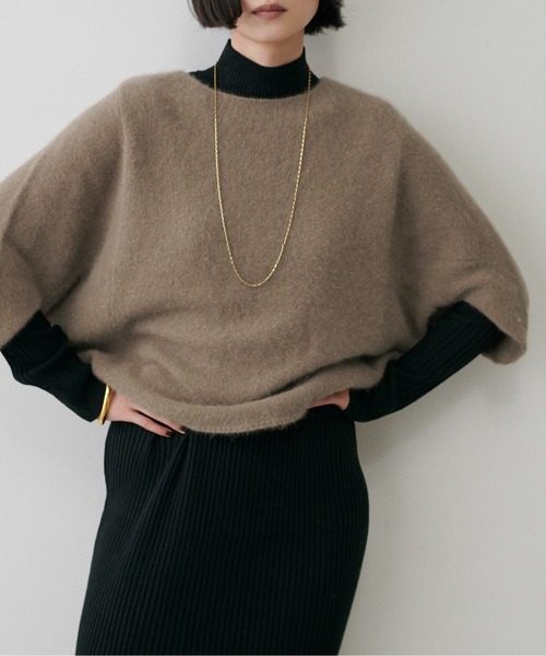 セール】【LARUTA】FOX混ポンチョ型ニットプルオーバー（ニット