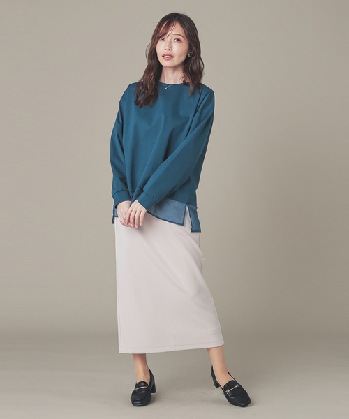 GLACIER lusso(グラシアルッソ)の「シアー切替トップス(Tシャツ/カットソー・レディース・ライトグレー/モカ/ブルーグリーン/ブラック・M/LL/L)」の10枚目の写真