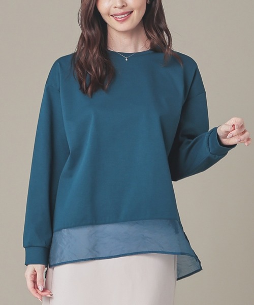 GLACIER lusso(グラシアルッソ)の「シアー切替トップス(Tシャツ/カットソー・レディース・ライトグレー/モカ/ブルーグリーン/ブラック・M/LL/L)」の13枚目の写真