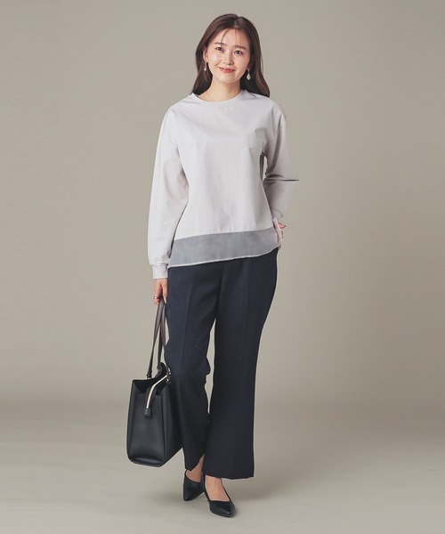 GLACIER lusso(グラシアルッソ)の「シアー切替トップス(Tシャツ/カットソー・レディース・ライトグレー/モカ/ブルーグリーン/ブラック・M/LL/L)」の14枚目の写真