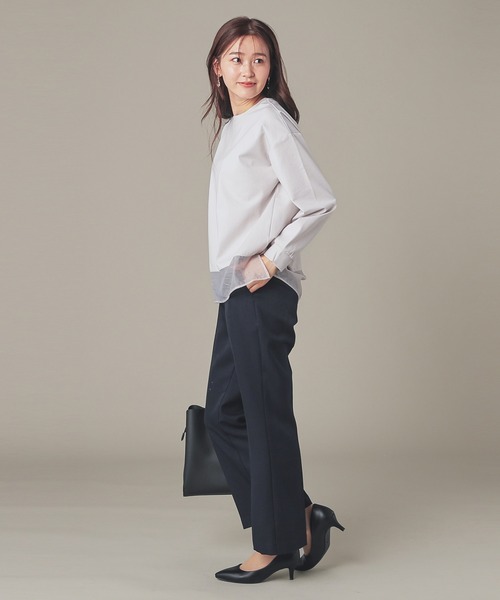 GLACIER lusso(グラシアルッソ)の「シアー切替トップス(Tシャツ/カットソー・レディース・ライトグレー/モカ/ブルーグリーン/ブラック・M/LL/L)」の15枚目の写真