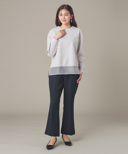 GLACIER lusso(グラシアルッソ)の「シアー切替トップス(Tシャツ/カットソー・レディース・ライトグレー/モカ/ブルーグリーン/ブラック・M/LL/L)」の16枚目の写真