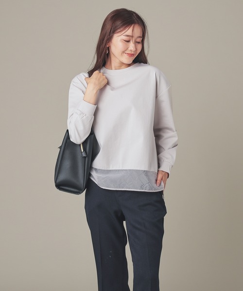 GLACIER lusso(グラシアルッソ)の「シアー切替トップス(Tシャツ/カットソー・レディース・ライトグレー/モカ/ブルーグリーン/ブラック・M/LL/L)」の17枚目の写真