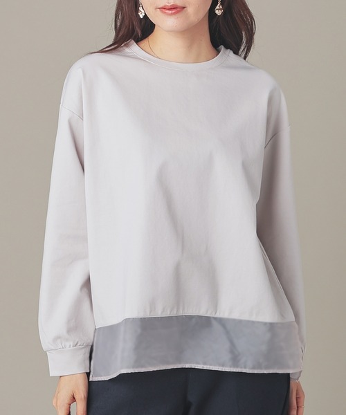 GLACIER lusso(グラシアルッソ)の「シアー切替トップス(Tシャツ/カットソー・レディース・ライトグレー/モカ/ブルーグリーン/ブラック・M/LL/L)」の19枚目の写真