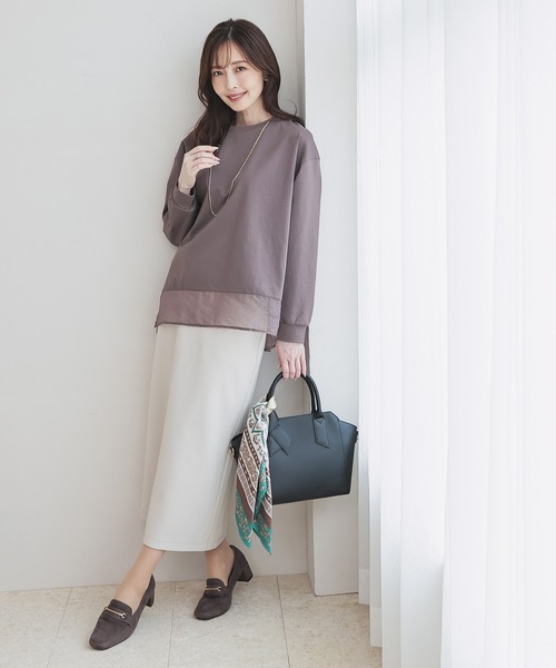 GLACIER lusso(グラシアルッソ)の「シアー切替トップス(Tシャツ/カットソー・レディース・ライトグレー/モカ/ブルーグリーン/ブラック・M/LL/L)」の20枚目の写真
