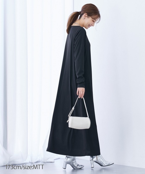 slattgir（スラットジール）の「高身長　カットソーマキシ丈ワンピース（トールサイズ）（ワンピース・レディース・グレイッシュベージュ/ブラック・TM/TL/TLL/T3L/T4L/T5L）」の14枚目の写真