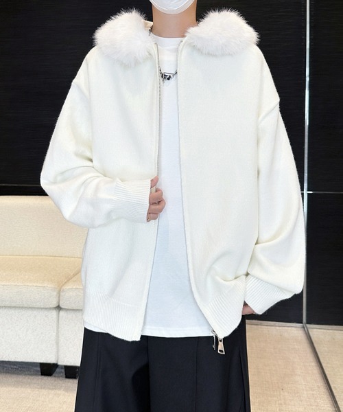 FVLMEN fur design — вязаная парка с двойной молнией