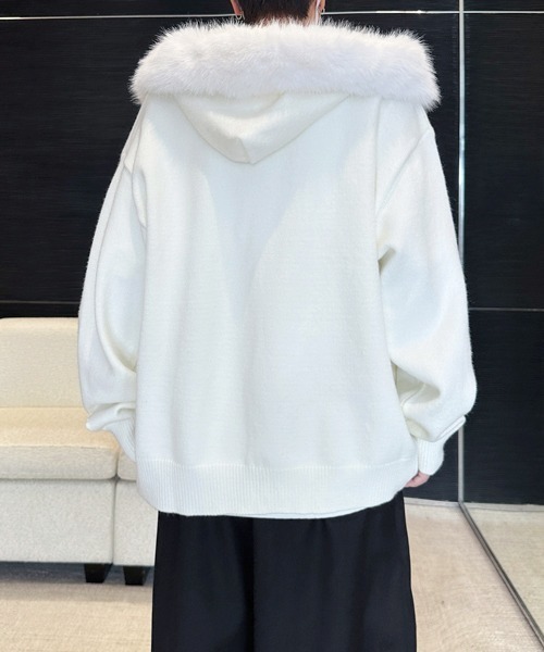 FVLMEN（フルメン）の「【FVLMEN】fur design knit W zip parka/ファー デザイン ニット ダブル ジップ パーカー（パーカー・メンズ・ブラック/ホワイト/グレー・MEDIUM/LARGE/X-LARGE）」の9枚目の写真