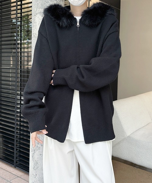 FVLMEN（フルメン）の「【FVLMEN】fur design knit W zip parka/ファー デザイン ニット ダブル ジップ パーカー（パーカー・メンズ・ブラック/ホワイト/グレー・MEDIUM/LARGE/X-LARGE）」の20枚目の写真