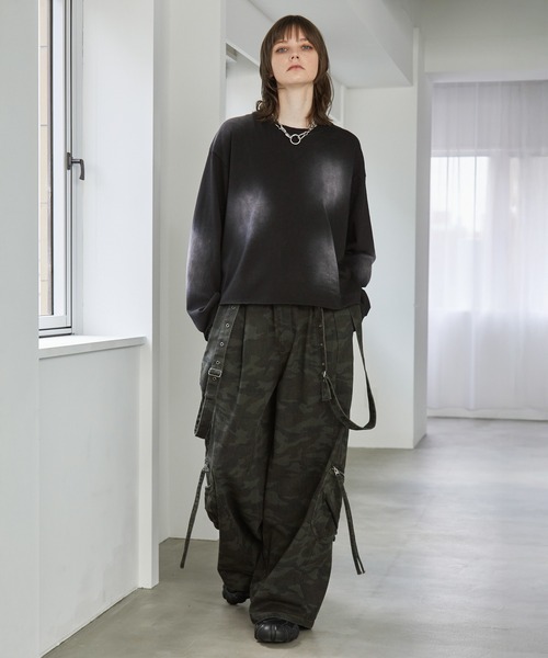 Spielio（シュピーリオ）の「【Spielio】Distressed suspender wide denim pants/ ヴィンテージライク サスペンダーワイドデニムパンツ（カーゴパンツ・メンズ・カーキ系1/グレー系1・S/M/L）」の21枚目の写真